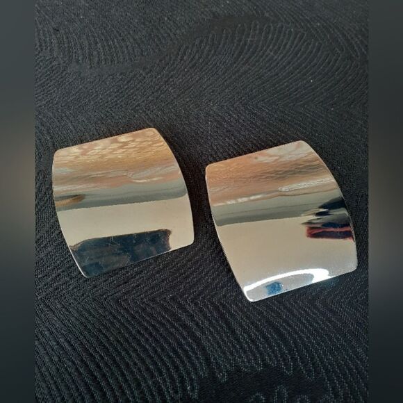 Zara Silvertone Oversized Geometric Statement Earrings - Picture 11 of 15